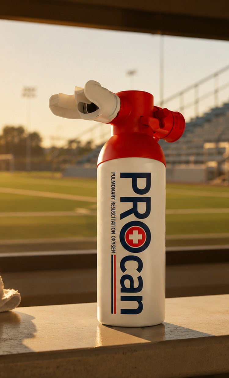 PROcan emergency oxygen bottle in an athletic facility